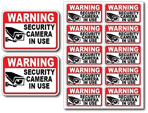 Decals by Haley 12Pk SECURITY CAM in USE Surveillance Burglar Alarm Decal Warning Vinyl Stickers - Image 1